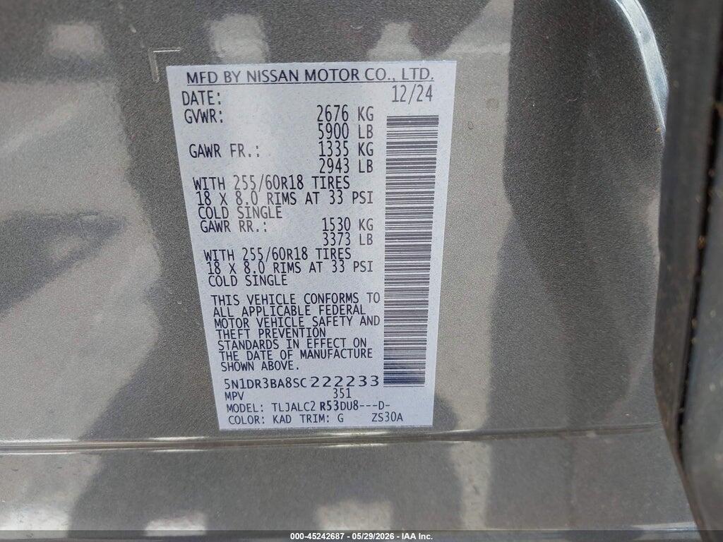 5N1DR3BA8SC222233 2025 NISSAN PATHFINDER photo no. 9