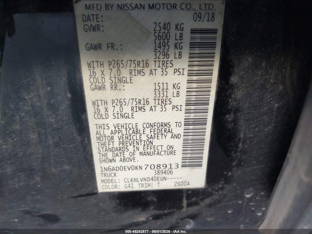 1N6AD0EV0KN708913 2019 NISSAN FRONTIER photo no. 9