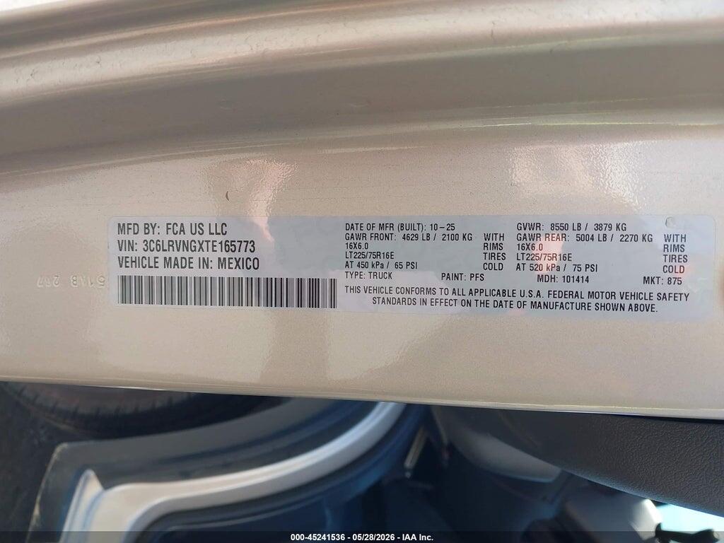 3C6LRVNGXTE165773 2026 RAM PROMASTER 1500 photo no. 9