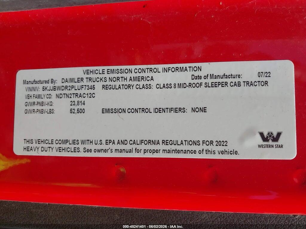 5KJJBWDR2PLUF7345 2023 WESTERN STAR 4800 SET BACK AXLE photo no. 8