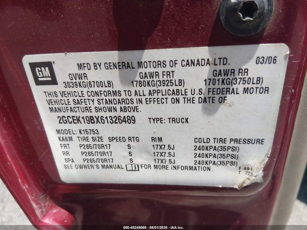 2GCEK19BX61326489 2006 CHEVROLET SILVERADO 1500 photo no. 9