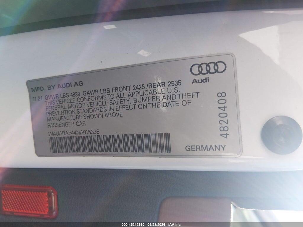 WAUABAF44NA015338 2022 AUDI A4 photo no. 9