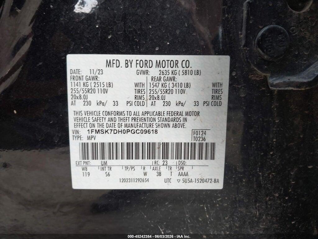 1FMSK7DH0PGC09618 2023 FORD EXPLORER photo no. 9