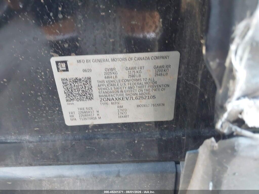2GNAXKEV7L6252105 2020 CHEVROLET EQUINOX photo no. 9