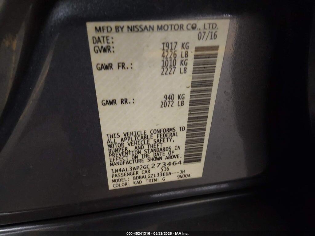 1N4AL3AP2GC273464 2016 NISSAN ALTIMA photo no. 9