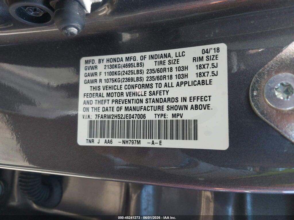 7FARW2H52JE047006 2018 HONDA CR-V photo no. 9
