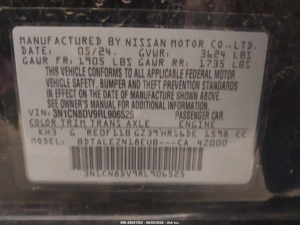 3N1CN8DV9RL906525 2024 NISSAN VERSA photo no. 9