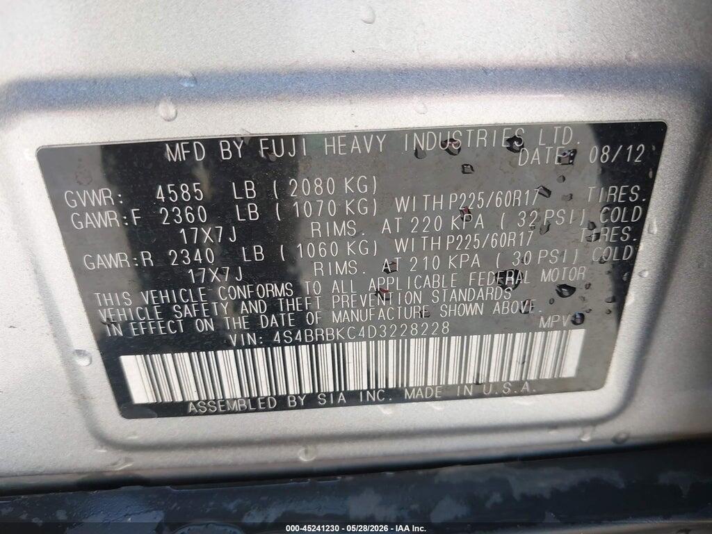4S4BRBKC4D3228228 2013 SUBARU OUTBACK photo no. 9