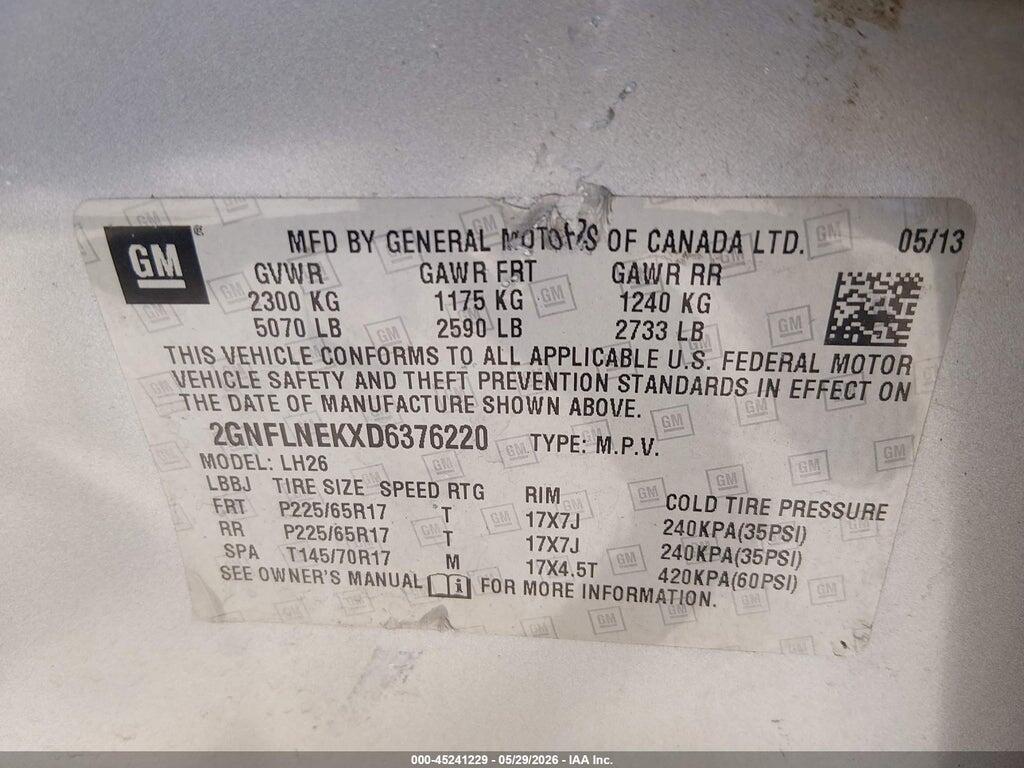 2GNFLNEKXD6376220 2013 CHEVROLET EQUINOX photo no. 9