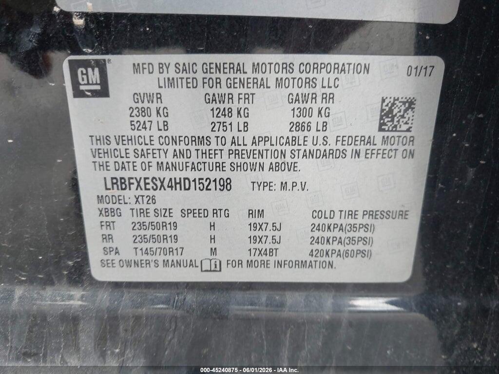 LRBFXESX4HD152198 2017 BUICK ENVISION photo no. 9