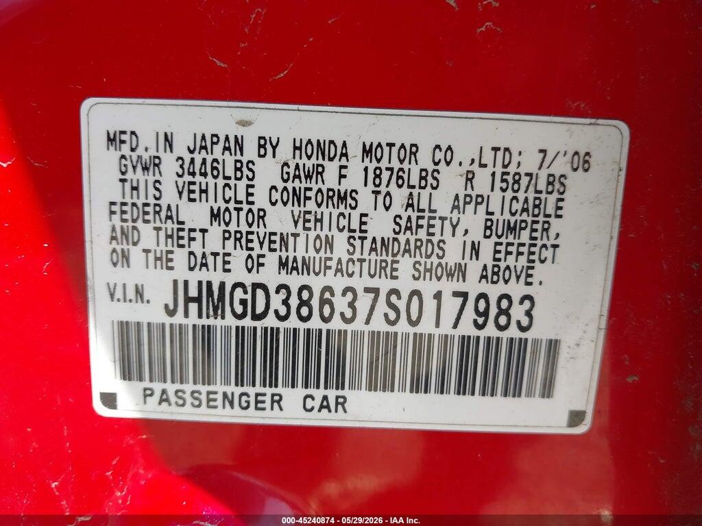 JHMGD38637S017983 2007 HONDA FIT photo no. 9