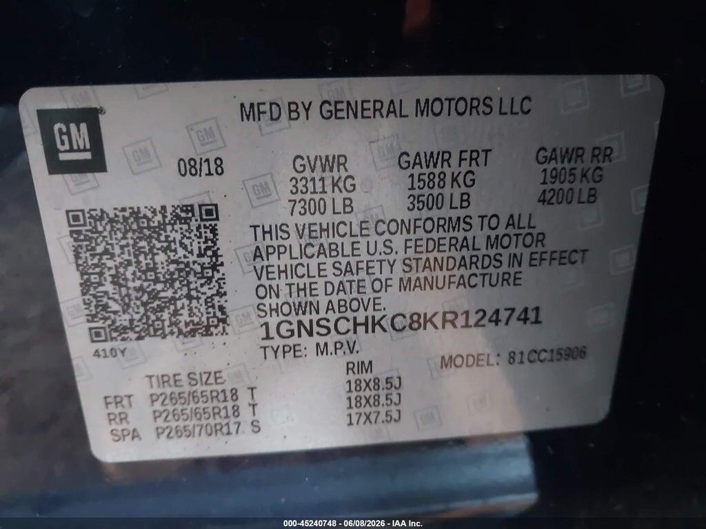 1GNSCHKC8KR124741 2019 CHEVROLET SUBURBAN photo no. 9