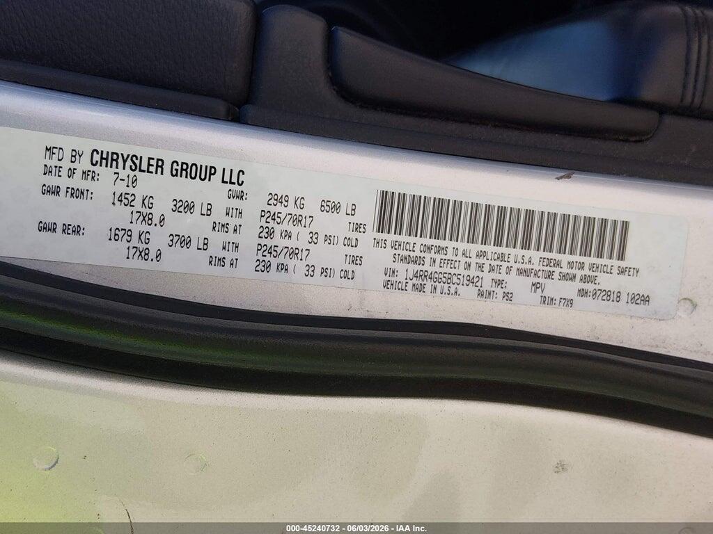 1J4RR4GG5BC519421 2011 JEEP GRAND CHEROKEE photo no. 9