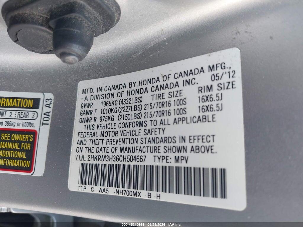 2HKRM3H36CH504667 2012 HONDA CR-V photo no. 9