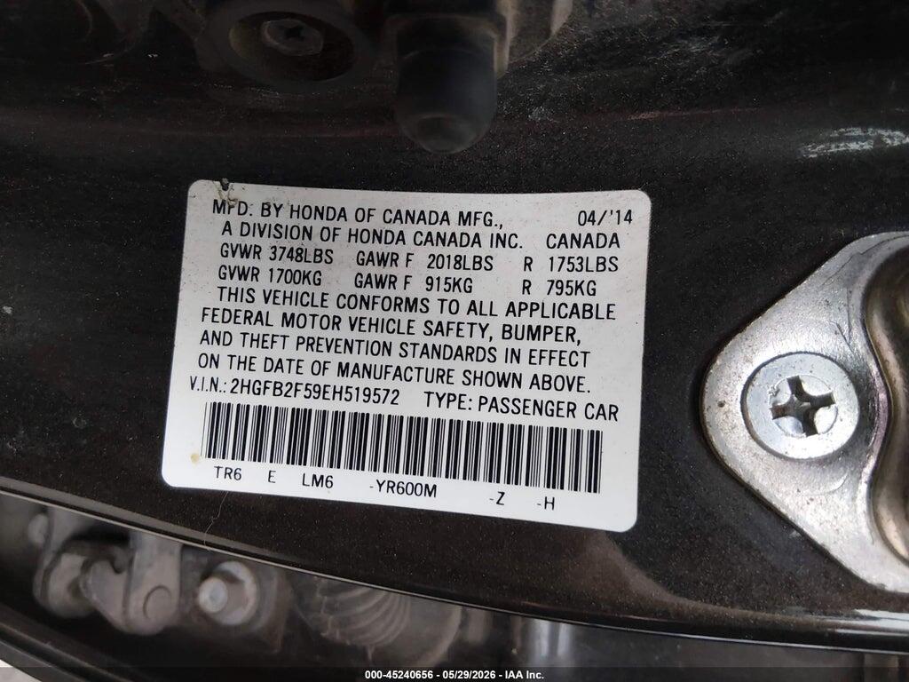 2HGFB2F59EH519572 2014 HONDA CIVIC photo no. 9