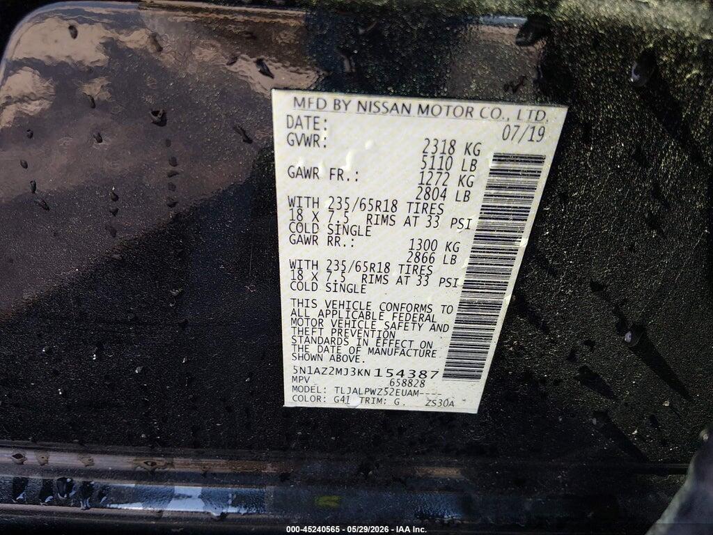 5N1AZ2MJ3KN154387 2019 NISSAN MURANO photo no. 9