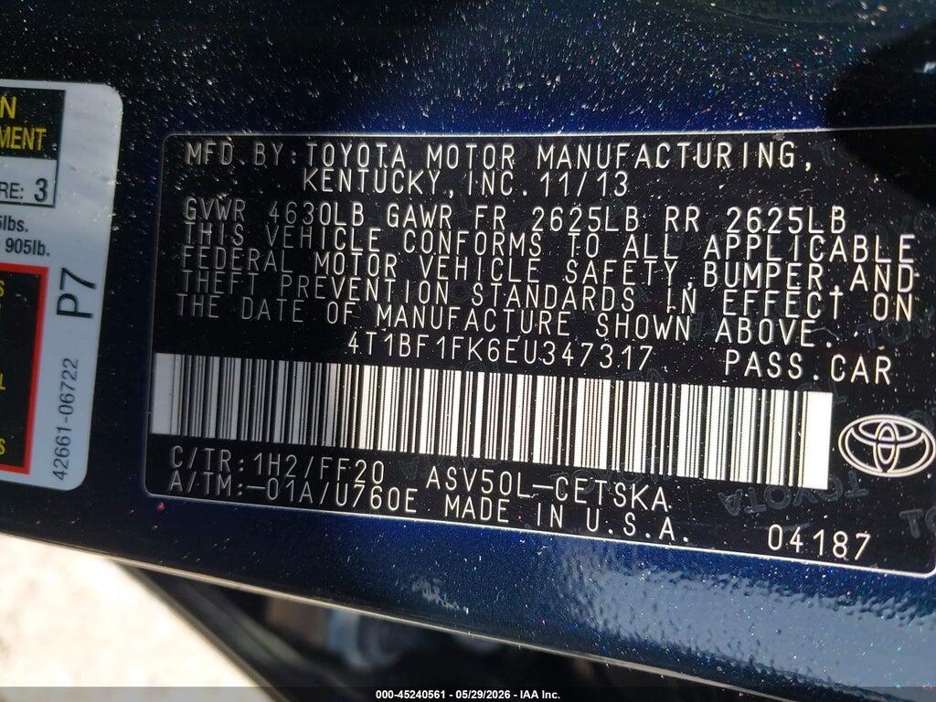 4T1BF1FK6EU347317 2014 TOYOTA CAMRY photo no. 9