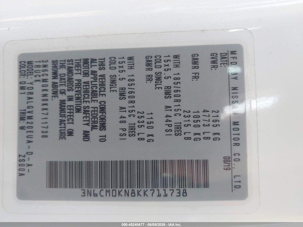 3N6CM0KN8KK711738 2019 NISSAN NV200 photo no. 9