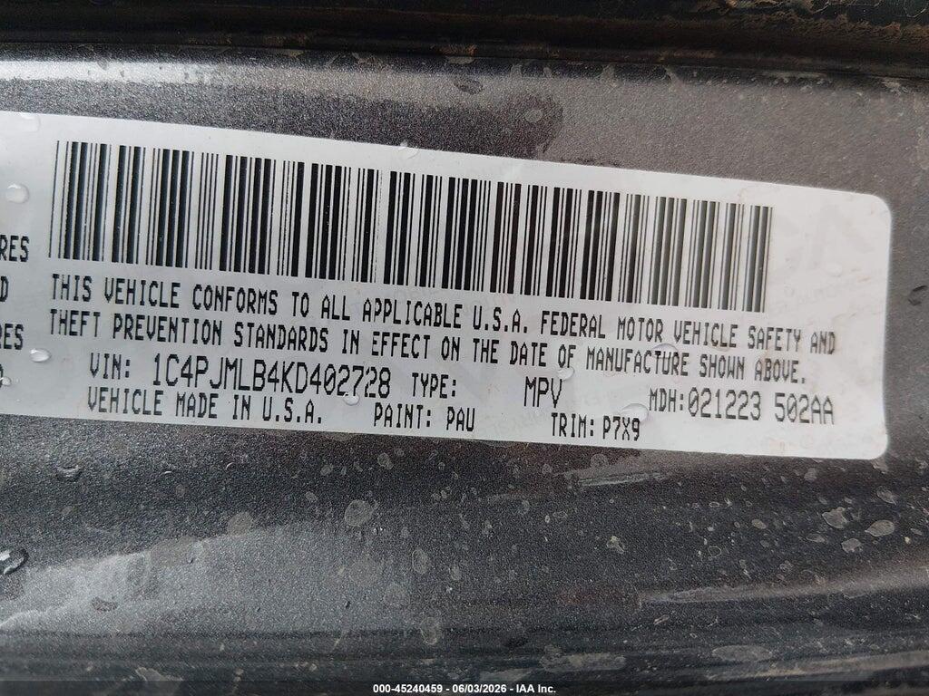 1C4PJMLB4KD402728 2019 JEEP CHEROKEE photo no. 9
