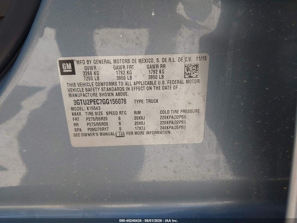 3GTU2PEC7GG156078 2016 GMC SIERRA 1500 photo no. 9
