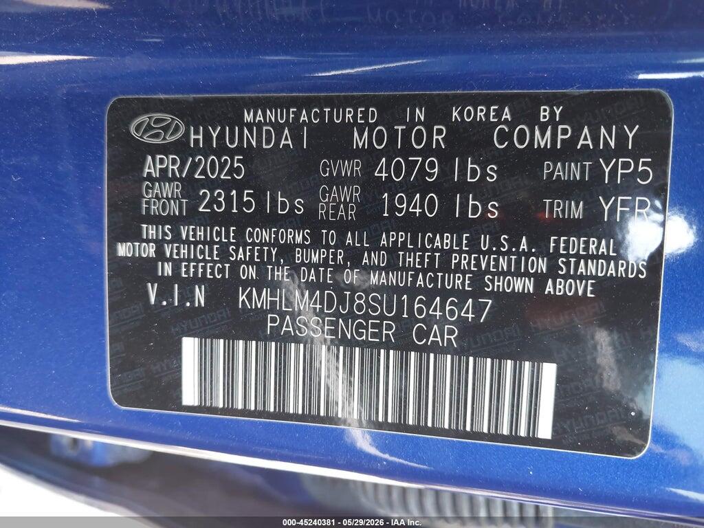 KMHLM4DJ8SU164647 2025 HYUNDAI ELANTRA HYBRID photo no. 9