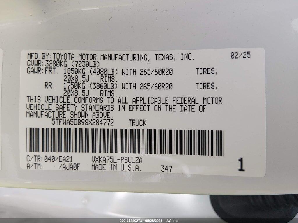 5TFWA5DB9SX284772 2025 TOYOTA TUNDRA photo no. 9