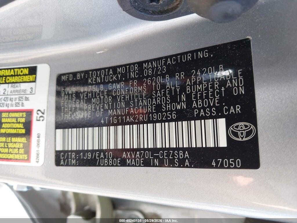 4T1G11AK2RU190256 2024 TOYOTA CAMRY photo no. 9