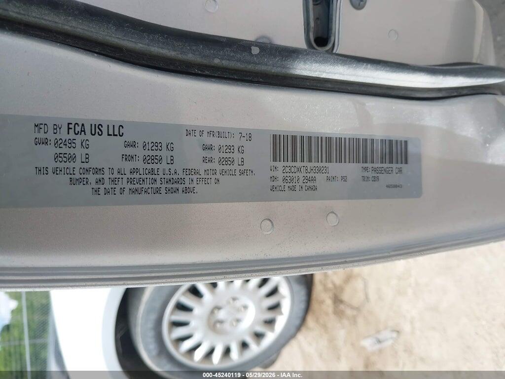 2C3CDXKT8JH330231 2018 DODGE CHARGER photo no. 9