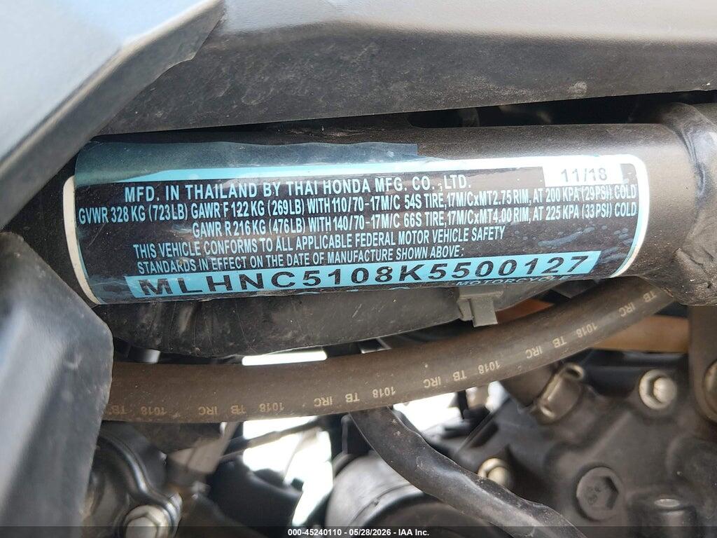 MLHNC5108K5500127 2019 HONDA CBR300 photo no. 10