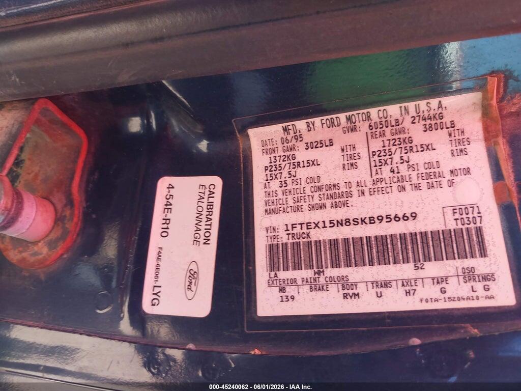 1FTEX15N8SKB95669 1995 FORD F150 photo no. 9