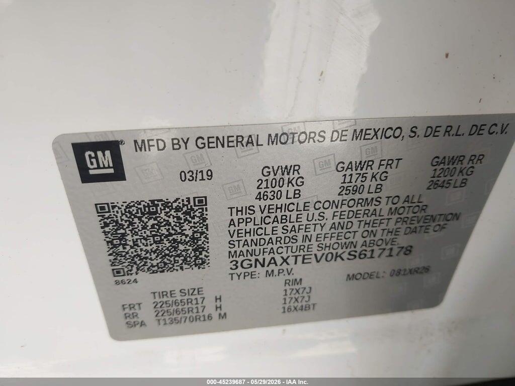 3GNAXTEV0KS617178 2019 CHEVROLET EQUINOX photo no. 9