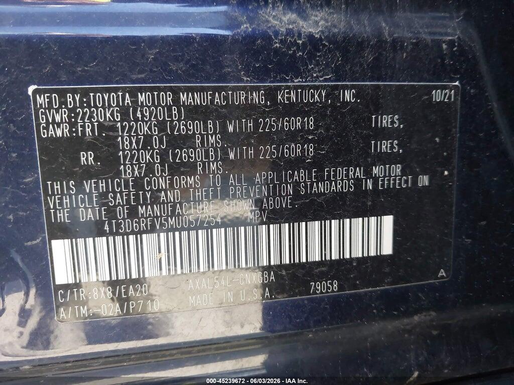 4T3D6RFV5MU057254 2021 TOYOTA RAV4 HYBRID photo no. 9