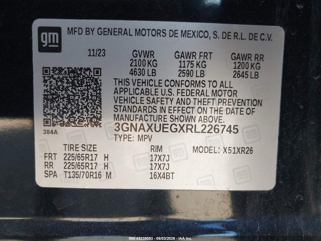 3GNAXUEGXRL226745 2024 CHEVROLET EQUINOX photo no. 9