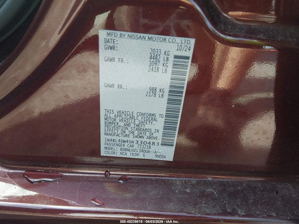 1N4BL4DW4SN330483 2025 NISSAN ALTIMA photo no. 9