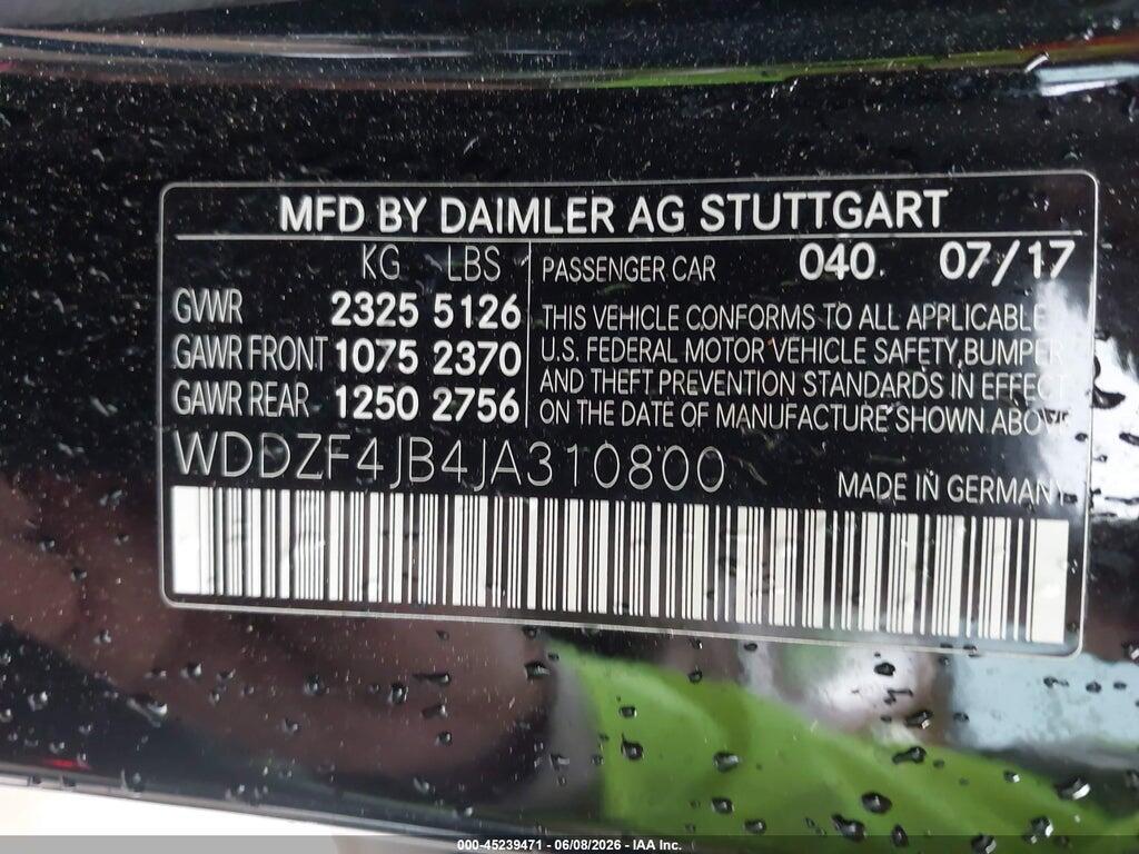 WDDZF4JB4JA310800 2018 MERCEDES-BENZ E 300 photo no. 9
