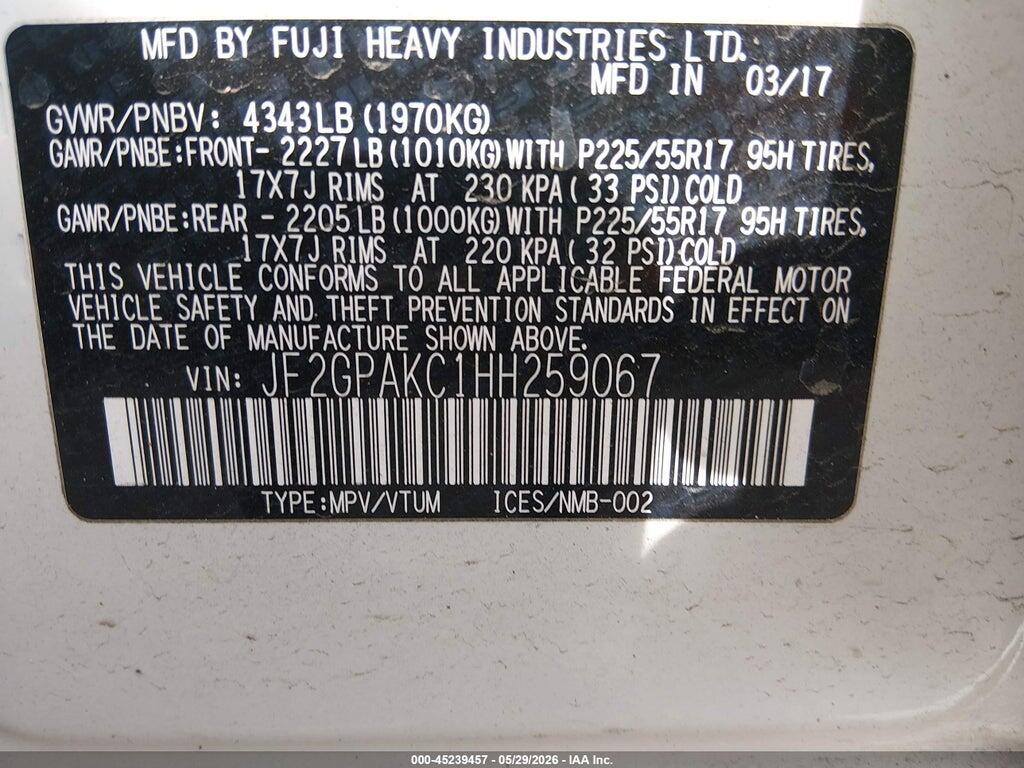 JF2GPAKC1HH259067 2017 SUBARU CROSSTREK photo no. 9