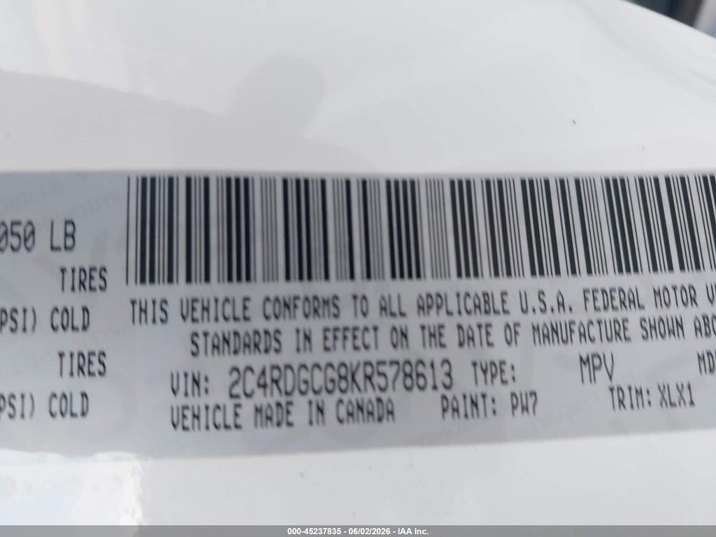 2C4RDGCG8KR578613 2019 DODGE GRAND CARAVAN photo no. 9