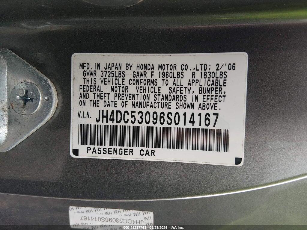 JH4DC53096S014167 2006 ACURA RSX photo no. 9
