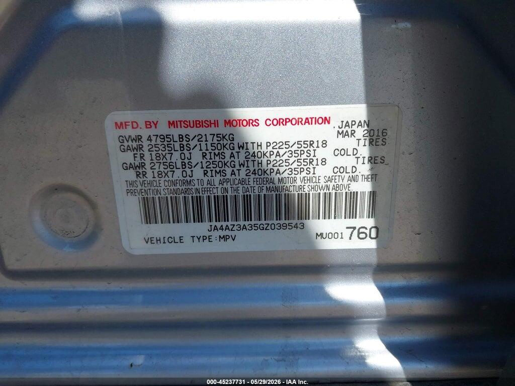 JA4AZ3A35GZ039543 2016 MITSUBISHI OUTLANDER photo no. 9