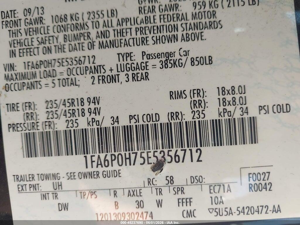 1FA6P0H75E5356712 2014 FORD FUSION photo no. 9