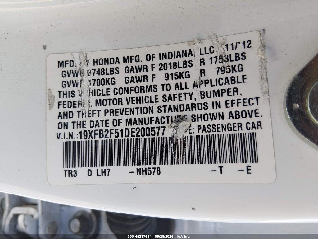 19XFB2F51DE200577 2013 HONDA CIVIC photo no. 9