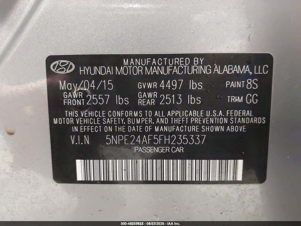 5NPE24AF5FH235337 2015 HYUNDAI SONATA photo no. 9