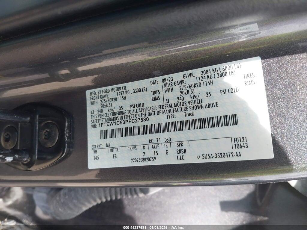 1FTEW1C53PFC27580 2023 FORD F-150 photo no. 9
