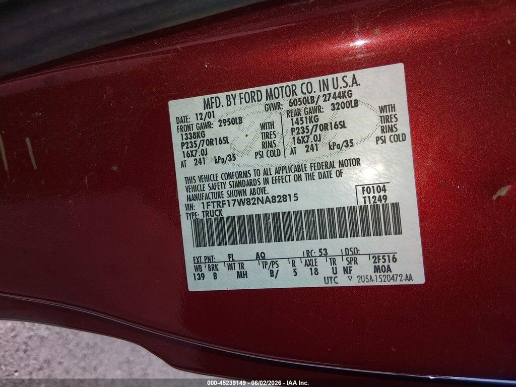 1FTRF17W82NA82815 2002 FORD F-150 photo no. 9