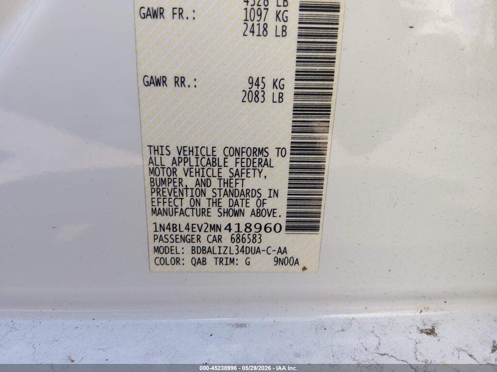 1N4BL4EV2MN418960 2021 NISSAN ALTIMA photo no. 9