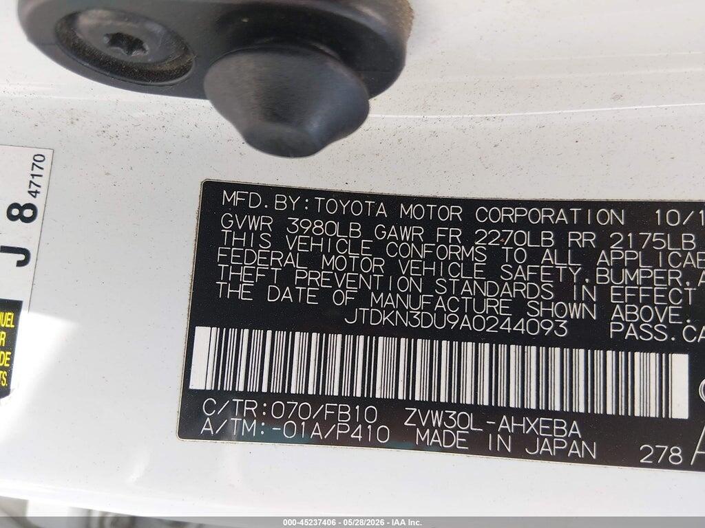 JTDKN3DU9A0244093 2010 TOYOTA PRIUS photo no. 9