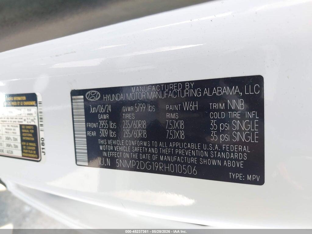 5NMP2DG19RH010506 2024 HYUNDAI SANTA FE HYBRID photo no. 9