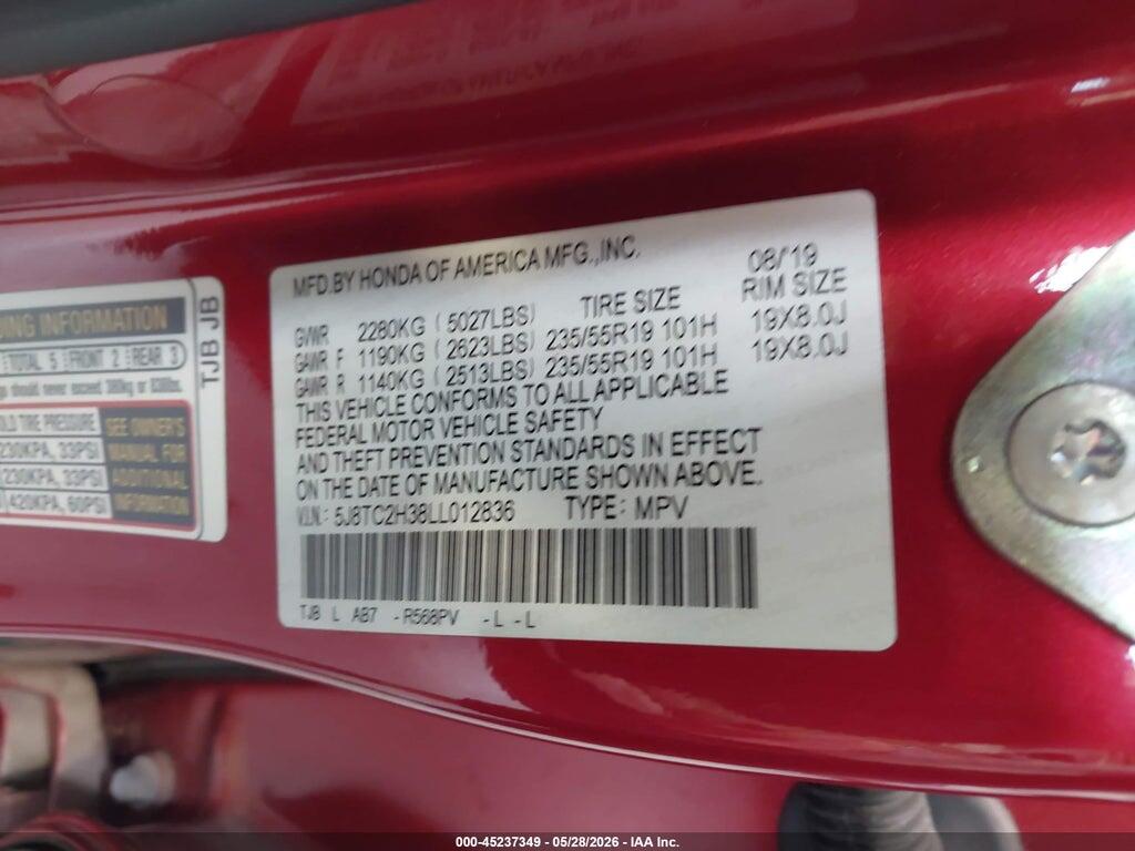 5J8TC2H38LL012836 2020 ACURA RDX photo no. 9