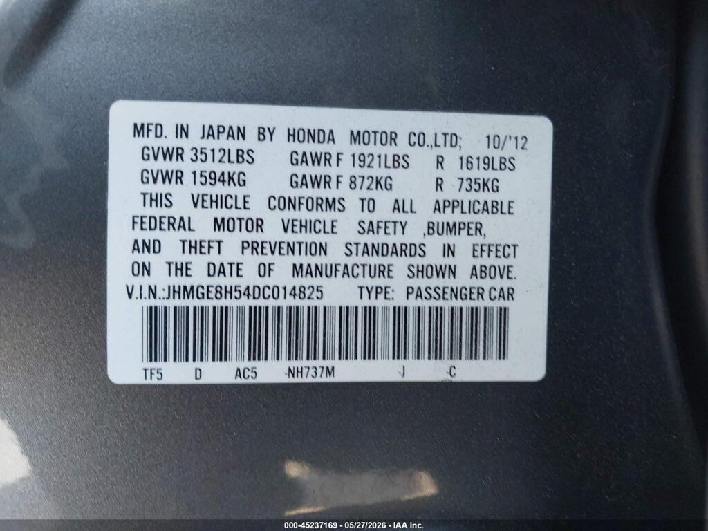 JHMGE8H54DC014825 2013 HONDA FIT photo no. 9