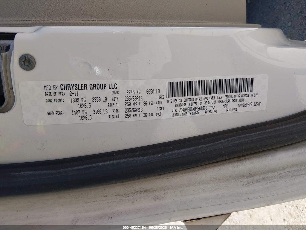 2D4RN5DGXBR661866 2011 DODGE GRAND CARAVAN photo no. 9
